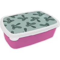 MuchoWow Broodtrommel Roze - Lunchbox - Brooddoos - Zomer - Cactussen - Pastel - 18x12x6 cm - Kinderen - Meisje