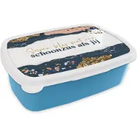 MuchoWow Broodtrommel Blauw - Lunchbox - Brooddoos - Quotes - Goud - Zus - 18x12x6 cm - Kinderen - Jongen
