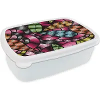 MuchoWow Broodtrommel Wit - Lunchbox - Brooddoos - Patronen - Plant - Abstract - Jungle - 18x12x6 cm - Volwassenen