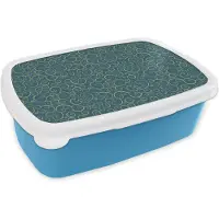 MuchoWow Broodtrommel Blauw - Lunchbox - Brooddoos - Patroon - Golven - Spiraal - 18x12x6 cm - Kinderen - Jongen