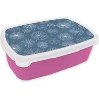 MuchoWow Broodtrommel Roze - Lunchbox - Brooddoos - Sneeuwvlok - Patroon - Winter - 18x12x6 cm - Kinderen - Meisje