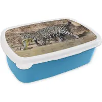 MuchoWow Broodtrommel Blauw - Lunchbox - Brooddoos - Jaguar - Slang - Water - 18x12x6 cm - Kinderen - Jongen