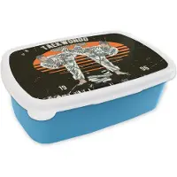 MuchoWow Broodtrommel Blauw - Lunchbox - Brooddoos - Vintage - Sport - Taekwondo - 18x12x6 cm - Kinderen - Jongen