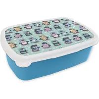 MuchoWow Broodtrommel Blauw - Lunchbox - Brooddoos - Design - Winter - Pinguïn - 18x12x6 cm - Kinderen - Jongen