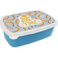 MuchoWow Broodtrommel Blauw - Lunchbox - Brooddoos - Zomer - Banaan - Roze - 18x12x6 cm - Kinderen - Jongen