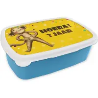 MuchoWow Broodtrommel Blauw - Lunchbox - Brooddoos - Verjaardag kind - 3 jaar - Knuffeldier - 18x12x6 cm - Kinderen - Jongen