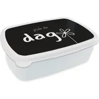 MuchoWow Broodtrommel Wit - Lunchbox - Brooddoos - Quotes - Spreuken - Pluk de dag - Carpe diem - 18x12x6 cm - Volwassenen
