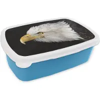 MuchoWow Broodtrommel Blauw - Lunchbox - Brooddoos - Adelaar - Vogel - Snavel - Ogen - 18x12x6 cm - Kinderen - Jongen