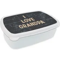 MuchoWow Broodtrommel Wit - Lunchbox - Brooddoos - Spreuken - Opa - Quotes - I love grandpa - 18x12x6 cm - Volwassenen