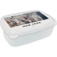 MuchoWow Broodtrommel Wit - Lunchbox - Brooddoos - New York - Amerika - Architectuur - 18x12x6 cm - Volwassenen