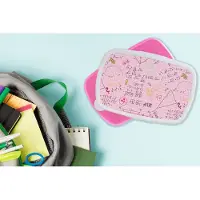 MuchoWow Broodtrommel Roze - Lunchbox - Brooddoos - Wiskunde - Doodle - Geometrie - Regenboog - Patronen - 18x12x6 cm - Kinderen - Meisje
