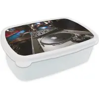 MuchoWow Broodtrommel Wit - Lunchbox - Brooddoos - Draaitafel en een mengpaneel - 18x12x6 cm - Volwassenen