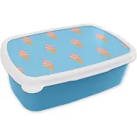 MuchoWow Broodtrommel Blauw - Lunchbox - Brooddoos - Softijs - Patronen - Blauw - 18x12x6 cm - Kinderen - Jongen