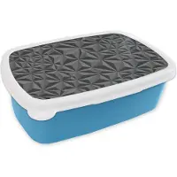 MuchoWow Broodtrommel Blauw - Lunchbox - Brooddoos - Geometrie - Grijs - 3D - Patronen - 18x12x6 cm - Kinderen - Jongen