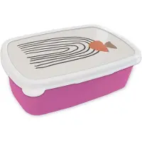 MuchoWow Broodtrommel Roze - Lunchbox - Brooddoos - Zomer - Pastel - Zwart - 18x12x6 cm - Kinderen - Meisje