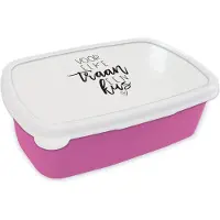 MuchoWow Broodtrommel Roze - Lunchbox - Brooddoos - Beterschap - Spreuken - Kus - 18x12x6 cm - Kinderen - Meisje
