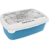 MuchoWow Broodtrommel Blauw - Lunchbox - Brooddoos - Stadskaart - Hengelo - Nederland - 18x12x6 cm - Kinderen - Jongen