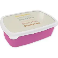 MuchoWow Broodtrommel Roze - Lunchbox - Brooddoos - Quotes - Studenten - Studeren - Motivatie - 18x12x6 cm - Kinderen - Meisje