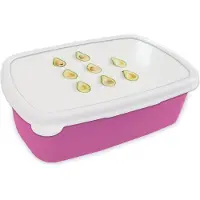 MuchoWow Broodtrommel Roze - Lunchbox - Brooddoos - Avocado - Groen - Tropisch - 18x12x6 cm - Kinderen - Meisje