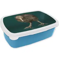 MuchoWow Broodtrommel Blauw - Lunchbox - Brooddoos - Kiwi - Vogel - Groen - 18x12x6 cm - Kinderen - Jongen