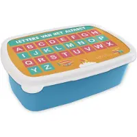 MuchoWow Broodtrommel Blauw - Lunchbox - Brooddoos - Kinderkamer - Alfabet - Educatief - Meiden - Jongetjes - Kinderen - 18x12x6 cm - Kinderen - Jongen
