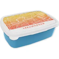 MuchoWow Broodtrommel Blauw - Lunchbox - Brooddoos - Stadskaart - Leeuwarden - Oranje - Geel - 18x12x6 cm - Kinderen - Jongen