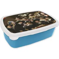 MuchoWow Broodtrommel Blauw - Lunchbox - Brooddoos - Oude Meesters - Schilderijen - Collage - 18x12x6 cm - Kinderen - Jongen