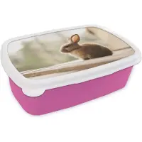 MuchoWow Broodtrommel Roze - Lunchbox - Brooddoos - Konijn - Baby - Dier - 18x12x6 cm - Kinderen - Meisje
