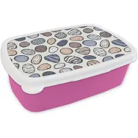 MuchoWow Broodtrommel Roze - Lunchbox - Brooddoos - Stenen - Patronen - Zen - 18x12x6 cm - Kinderen - Meisje