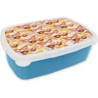 MuchoWow Broodtrommel Blauw - Lunchbox - Brooddoos - Masker - Patronen - Carnaval - 18x12x6 cm - Kinderen - Jongen