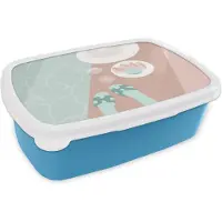 MuchoWow Broodtrommel Blauw - Lunchbox - Brooddoos - Wijnglas - Slippers - Zwembad - Zomer - 18x12x6 cm - Kinderen - Jongen