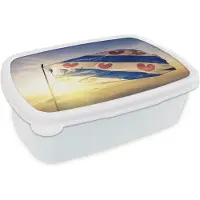 MuchoWow Broodtrommel Wit - Lunchbox - Brooddoos - Friesland - Zon - Friese vlag - 18x12x6 cm - Volwassenen