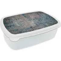 MuchoWow Broodtrommel Wit - Lunchbox - Brooddoos - Tapijt Woonkamer - Vloerkleed - Patronen - 18x12x6 cm - Volwassenen