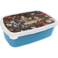 MuchoWow Broodtrommel Blauw - Lunchbox - Brooddoos - Johanna Henriette Engelen - Dubois Drahonet - Bloemen - 18x12x6 cm - Kinderen - Jongen