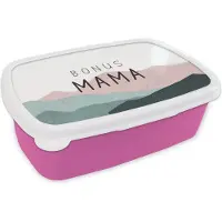 MuchoWow Broodtrommel Roze - Lunchbox - Brooddoos - Mama - Bonus Mama - Spreuken - Quotes - 18x12x6 cm - Kinderen - Meisje