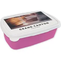 MuchoWow Broodtrommel Roze - Lunchbox - Brooddoos - Amerika - Arizona - Kloof - 18x12x6 cm - Kinderen - Meisje