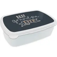 MuchoWow Broodtrommel Wit - Lunchbox - Brooddoos - Vaderdag - Best grandpa ever - Spreuken - Quotes - 18x12x6 cm - Volwassenen