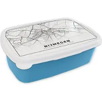 MuchoWow Broodtrommel Blauw - Lunchbox - Brooddoos - Stadskaart - Nijmegen - Nederland - 18x12x6 cm - Kinderen - Jongen