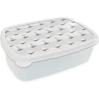 MuchoWow Broodtrommel Wit - Lunchbox - Brooddoos - Patronen - Boot - Zee - 18x12x6 cm - Volwassenen