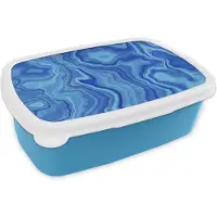 MuchoWow Broodtrommel Blauw - Lunchbox - Brooddoos - Marmer - Goud - Hemel - 18x12x6 cm - Kinderen - Jongen