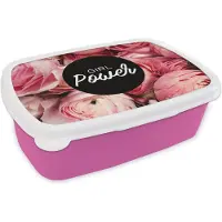 MuchoWow Broodtrommel Roze - Lunchbox - Brooddoos - Quotes - 'Girl power' - Spreuken - 18x12x6 cm - Kinderen - Meisje