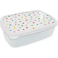 MuchoWow Broodtrommel Wit - Lunchbox - Brooddoos - Confetti - Stippen - Patroon - 18x12x6 cm - Volwassenen
