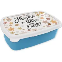MuchoWow Broodtrommel Blauw - Lunchbox - Brooddoos - Spreuken - Quotes - Are not flowers the stars of the earth? - 18x12x6 cm - Kinderen - Jongen