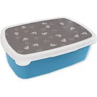MuchoWow Broodtrommel Blauw - Lunchbox - Brooddoos - Patronen - Tulpen - Minimalistisch - 18x12x6 cm - Kinderen - Jongen