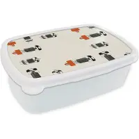 MuchoWow Broodtrommel Wit - Lunchbox - Brooddoos - Vintage - Lamp - Patronen - 18x12x6 cm - Volwassenen