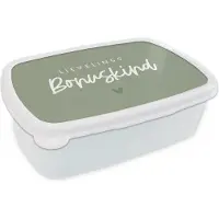 MuchoWow Broodtrommel Wit - Lunchbox - Brooddoos - Quotes - Bonuskind - Hart - Liefde - Spreuken - 18x12x6 cm - Volwassenen