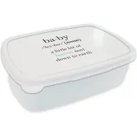MuchoWow Broodtrommel Wit - Lunchbox - Brooddoos - Woordenboek - Spreuken - Quotes - Baby definitie - 18x12x6 cm - Volwassenen