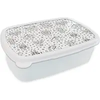 MuchoWow Broodtrommel Wit - Lunchbox - Brooddoos - Sterrenbeeld - Patroon - Zodiac - Horoscoop - 18x12x6 cm - Volwassenen