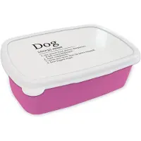MuchoWow Broodtrommel Roze - Lunchbox - Brooddoos - Dog - Spreuken - Quotes - Hond definitie - Woordenboek - 18x12x6 cm - Kinderen - Meisje