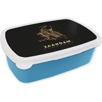 MuchoWow Broodtrommel Blauw - Lunchbox - Brooddoos - Plattegrond - Zaandam - Kaart - Stadskaart - 18x12x6 cm - Kinderen - Jongen